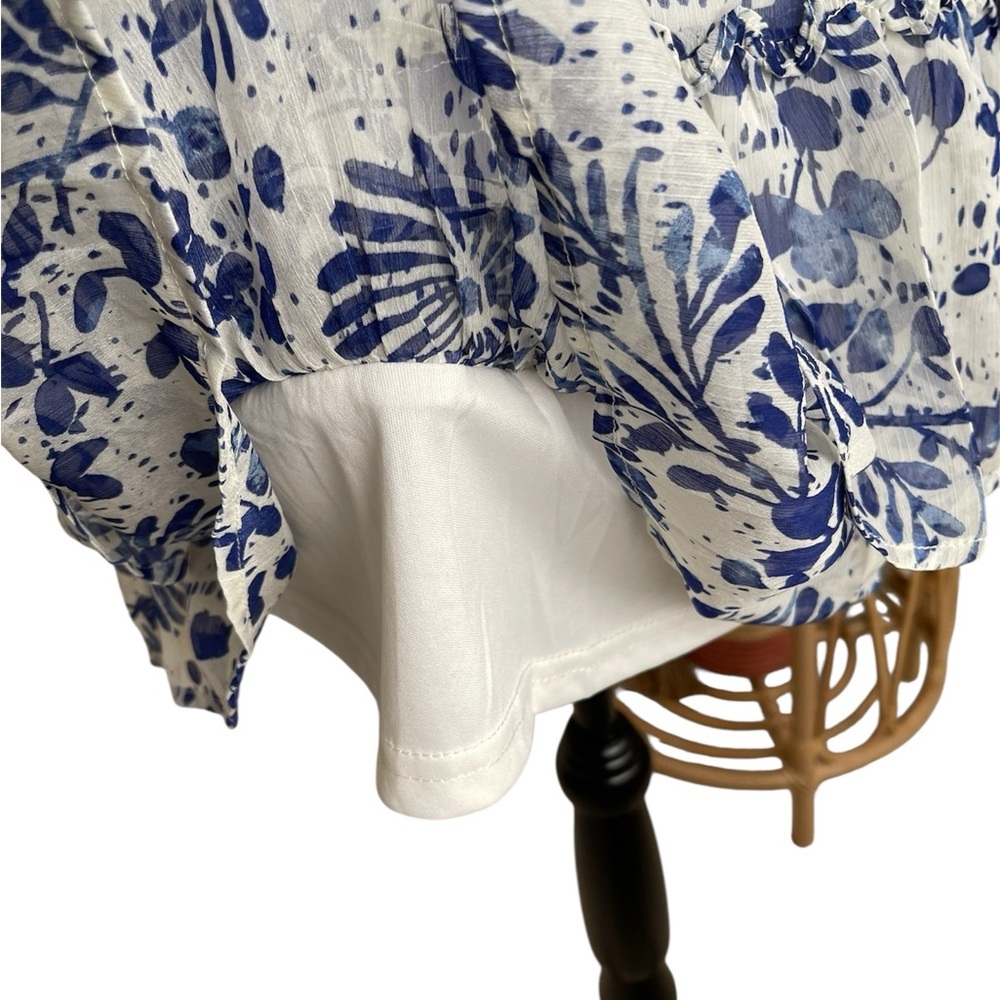 Aqua Blue and White Floral Long Sleeve Dress
Size S - Picture 8 of 10